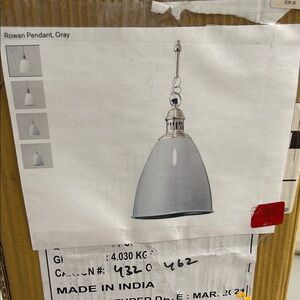 Jamie Young Company Sold by Pottery Barn Rowan Pendant Light Fixture Gray NEW